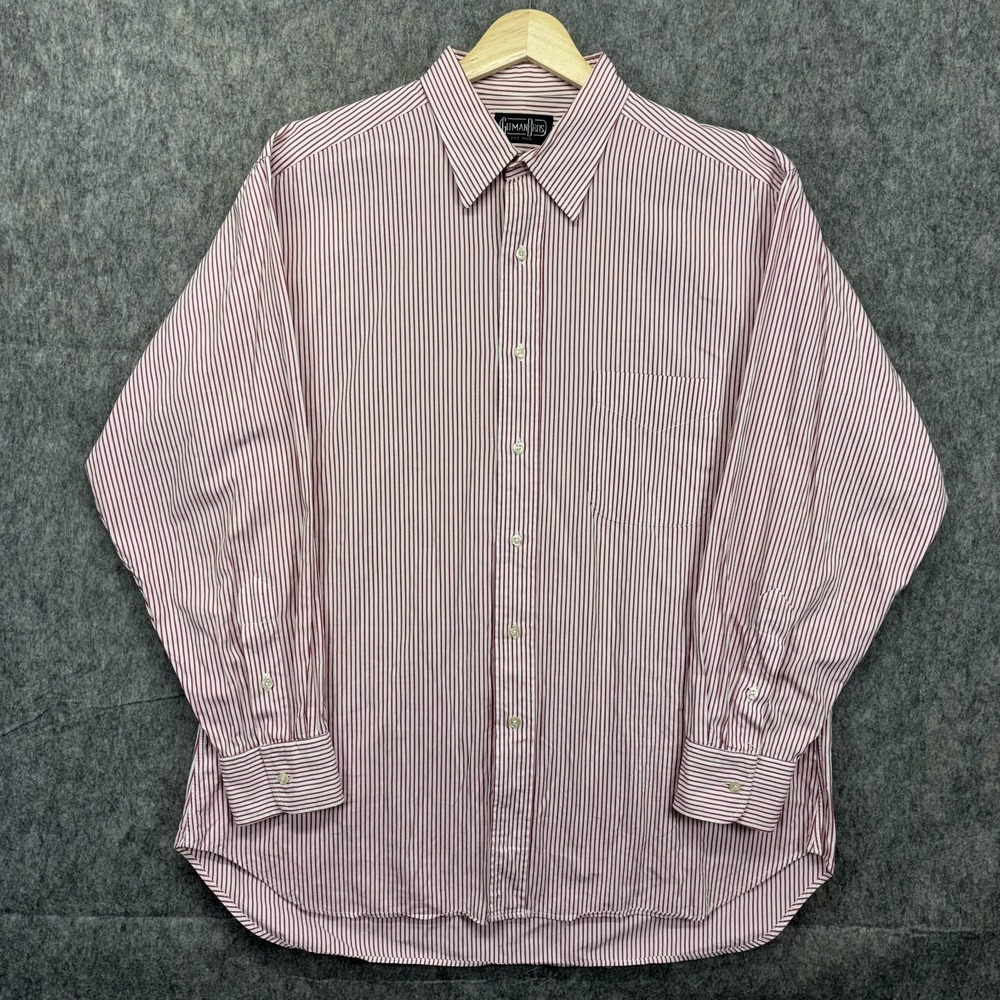 Vintage Gitman Bros Button Up Shirt Mens 16x33 Red Bengal Stripe OCBD USA Preppy